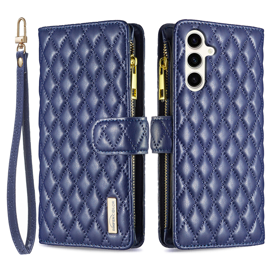 BINFEN COLOR BF Style-15 For Samsung Galaxy S23 FE Zipper Pocket Leather Cover Wallet Stand Phone Case BINFEN COLOR BF Style-15 For Samsung Galaxy S23 FE Zipper Pocket Leather Cover Wallet Stand Phone Case